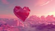Pognieciony balon w kształcie serca, unoszący się w niebie podczas Walentynek, symbolizujący miłość i romans.