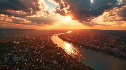 Poster - sunrise over the river