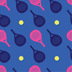 Wall Mural - great colorful editable vector pattern background of padel tennis