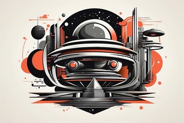 Wall Mural - Generative AI. Vintage T-shirt With Style striped retro-futurism theme. Suitable for stickers, image printing, etc
