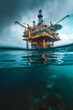 Oil extraction platform in the ocean