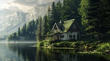 Canvas Print - house on the river