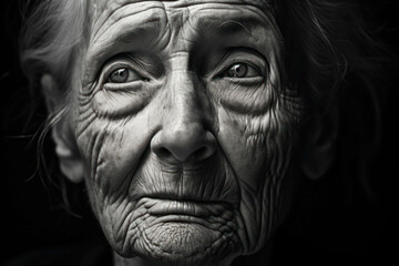 Elderly woman, tears rolling down her wrinkled cheeks