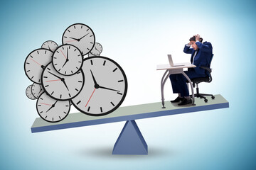 Wall Mural - Businessman in deadline and time pressure concept