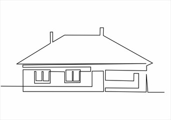 Wall Mural - The house is drawn by a single black line on a white background. Continuous line drawing. Vector illustration