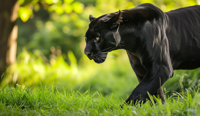 Wall Mural - Majestic Panther in habitat. Dangerous animal.	