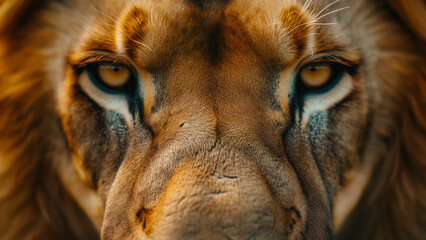 king’s close-up: a macro shot of a lion face on film
