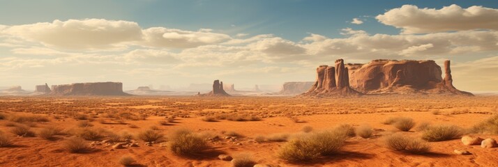 Wall Mural - Panoramic view of landscape of American’s Wild West with desert sandstones.