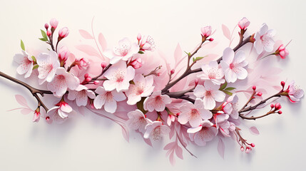 Wall Mural - pink cherry blossoms isolated on white background