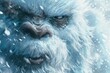 © tonstock - The intense gaze of the snow-covered creature pierces through the blizzard, its fur frosted by the unrelenting snowfall.