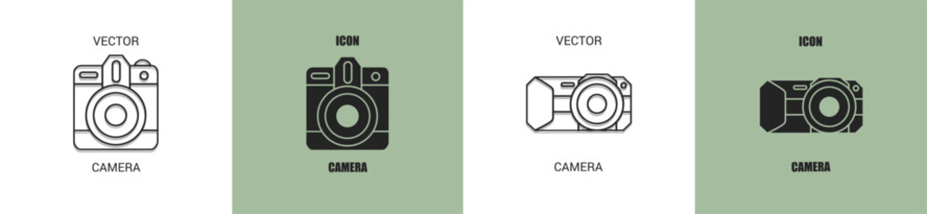 Poster - Camera icon line. Camera vector illustration.