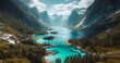 Lake in the mountains landscape travel concept