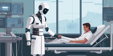 Wall Mural - Robot doctor for AI health, medical, and pharmaceutical concept