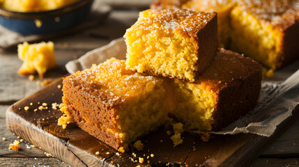 Poster - corn pie and corn pie pieces close up