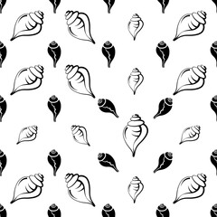 Poster - Conch A Marine Mollusc, Conch Icon Seamless Pattern