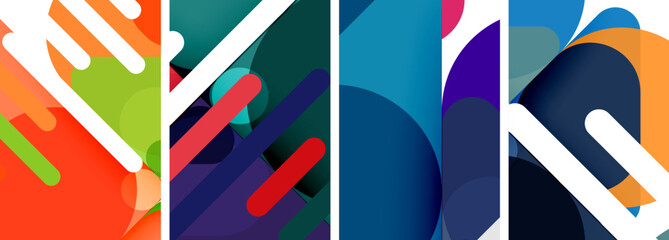 Colorful bright geometric abstract compositions for wallpaper, business card, cover, poster, banner, brochure, header, website