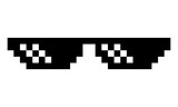 Fototapeta Dziecięca - Pixel art sunglasses with white light reflection, vector file and transparent background