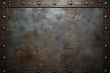 Close Up Of Metal Plate With Rivets, Suitable For Industrial Or Construction Concepts In Design, Manufacturing, Or Engineering Visuals.. Old Rusty Metal Background