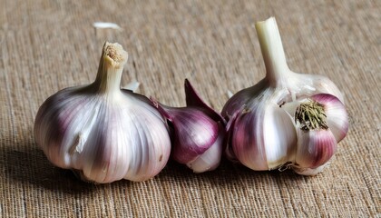 Poster - Three cloves of garlic on a table