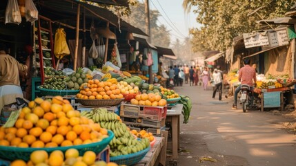 Busy roadside fruit market