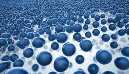 Poster - A blue and white photo of many bubbles