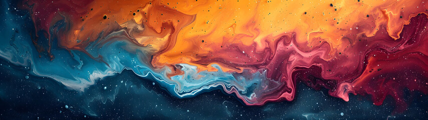 Wall Mural - Abstract Painting: Colorful Colors on a Black Background