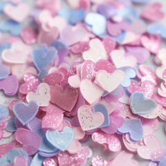 pink hearts, pink and white hearts, valentines day confetti, cute party confetti, pastel color confetti, heart shaped confetti