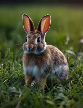rabbit in the grass HD 8K wallpaper Stock Photographic ImageBy Ahmad Generative AI