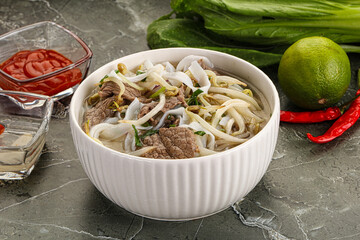 Vietnamese soup Pho Bo with beef