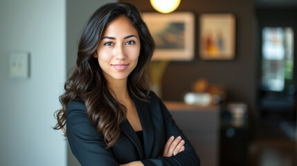 Canvas Print - Confident latin businesswoman portrait at her office with copy space