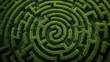 Aerial view of an intricate green hedge maze