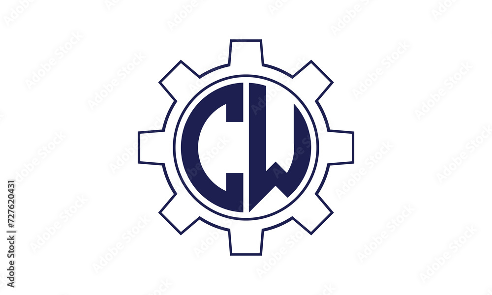 CW initial letter mechanical circle logo design vector template ...