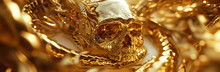 Golden Skull And Snake Close Up, Texture