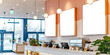 © Planetz - a restaurant with blank big screen banners,Mock up screen display Restaurant Cafe Menu Food Business, for restaurant marketing, food service industry, digital menu advertising, and customer engagement