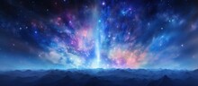 Fantasy Space Background With Stars And Nebula.