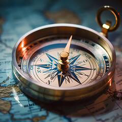 Canvas Print - A close-up of a compass pointing in a specific direction