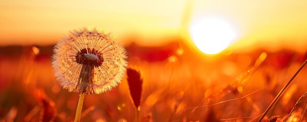 Wall Mural - sunset in the grass