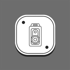 Sticker - Camera icon line in flat. Stock vector.