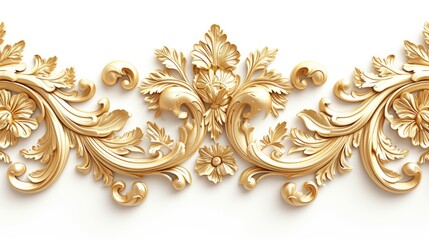 Wall Mural - Golden Baroque Floral Decor