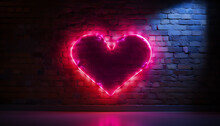 Recreation Of Heart With Neon Light In A Wall