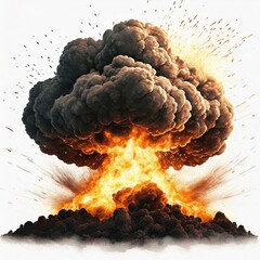 Wall Mural - Mushroom Shaped Cloud - Atomic Bomb Explosion - Bombing of Open Area