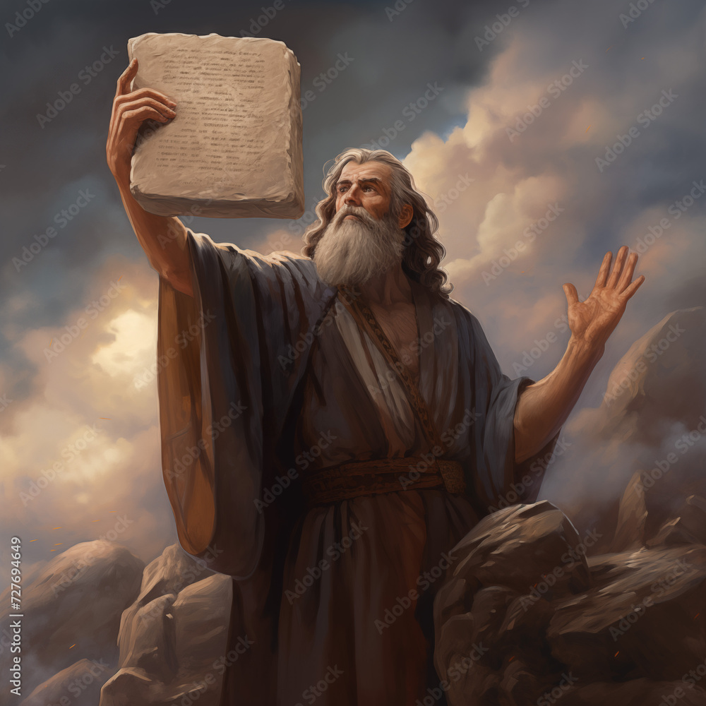 Moses and The Ten Commandments Bible Illustration Stock Illustration ...