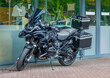 Modern GT Motorcycle at the Office Entrance