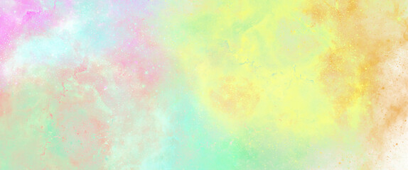 Wall Mural - abstract watercolor background colourful with nebula texture yellow green blue