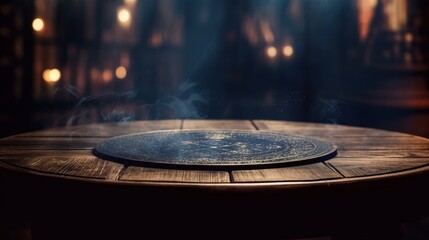 Mystical Rune Table with Smoky Background