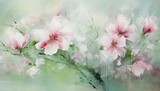 Fototapeta Kwiaty - Abstract Pink Blossoms in Watercolor Elegance - Artistic Vision - Generative AI