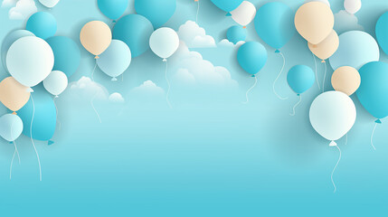 Wall Mural - balloons colorful color floating in air blue sky background