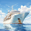 huge luxury cruise ship is sailing on the sea
