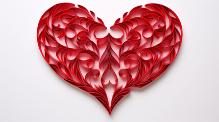 Wall Mural - red paper hearts background paper cut romantic concept on white background. valentine background