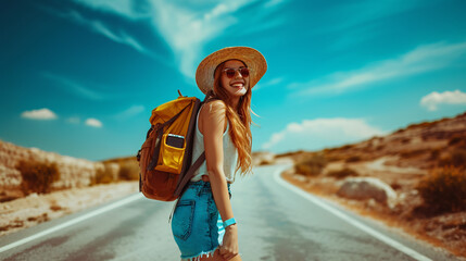 Poster - woman with a suitcase